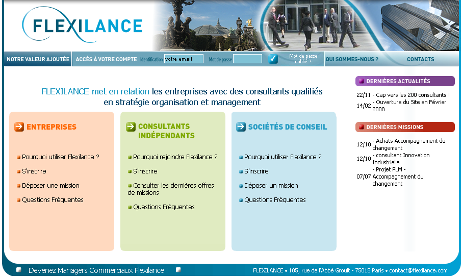 Flexilance - page d'accueil