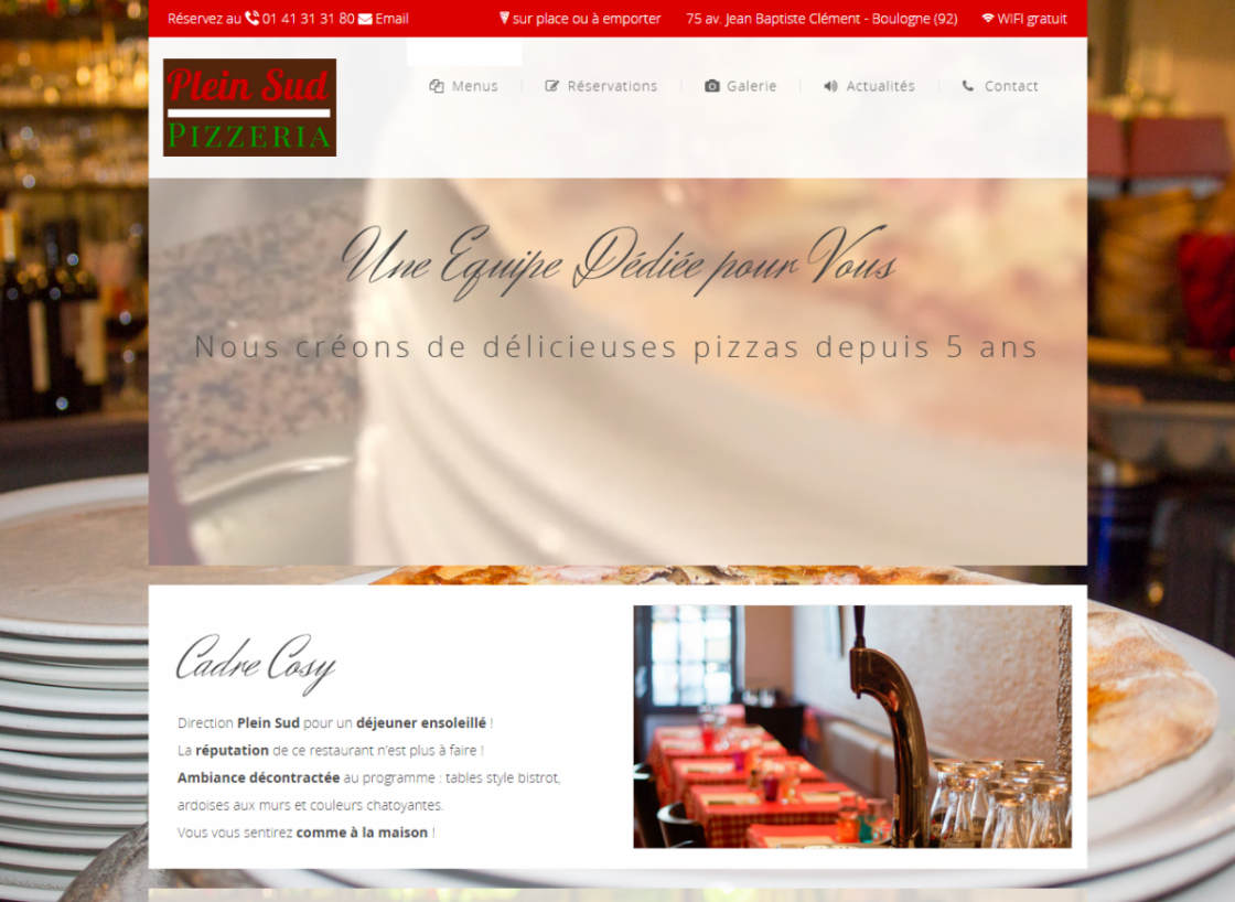 Pizzeria Plein Sud restaurant à Boulogne Bilancourt 92 sur place à emporter